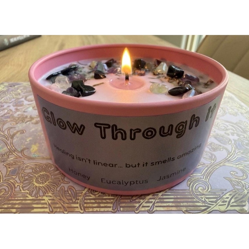 Glow Through It Candle – Honey, Eucalyptus, Jasmine, Black Tourmaline Soy Wax